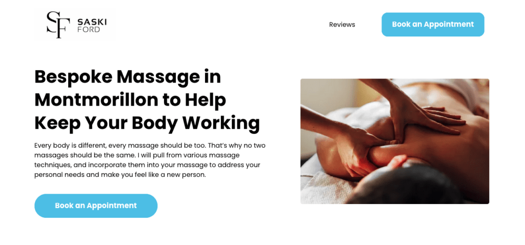 Saski Ford Website Design for Massage Therapists Case Study